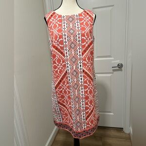 ✨Brooks Brothers Red and White Geometric Midi Dress